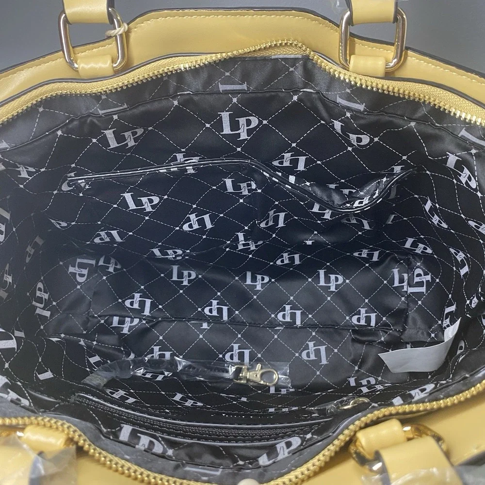 La Philippe Miami African Egyptian Women Print Satchel Bag Yellow Purse 10x12x5